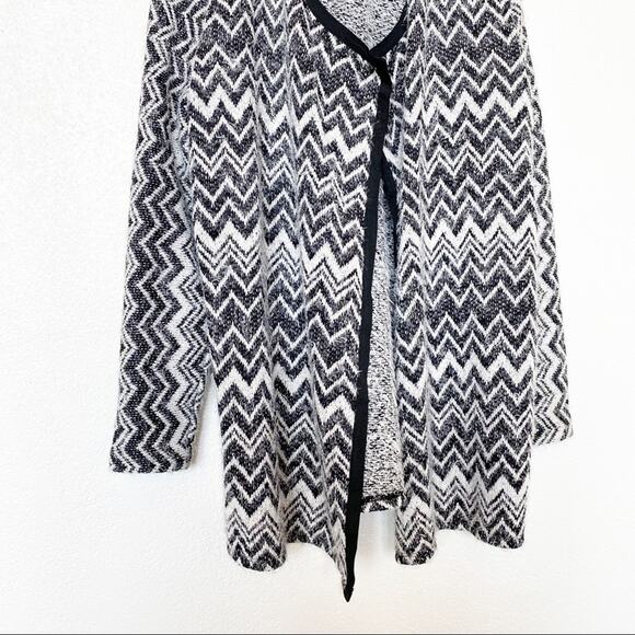 NAF NAF Chevron Longline Open Cardigan Sweater Size Medium - Picture 5 of 8